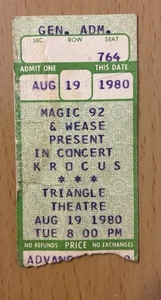 1980 KROKUS METAL RENDEZ-VOUS TOUR ROCHESTER KONZERT TICKET STUB THE BLITZ - Bild 1 von 3