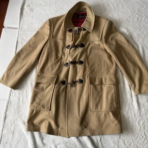 Zero King Mens Wool Blend Duffel Coat Overcoat ~ 44 | Flannel Lined, Camel Color - Picture 1 of 17