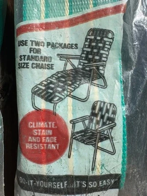 Nuevo kit vintage Wellington Re-Web silla césped correas total 49 pies verde y blanco Foto 1 de 4