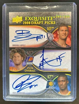 2007-08 Exquisite Brook Lopez Robin Roy Hibbert Draft Picks Rookie RC Auto #/199 - Image 1 of 2