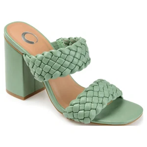 Journee Collection elegante Damen-Sandale Melissa quadratischer Blockabsatz grün Größe 11W - Bild 1 von 5