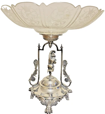 Stunning Victorian Mappin Brothers Silver Plate & Etched Glass Bowl Centrepiece - image 1 of 4