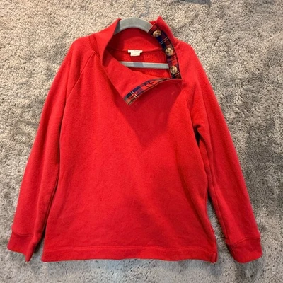 Sudadera Pullover Cuello Botón Cuadros Tartán Rojo Niñas Crewcuts M Mediana Foto 1 de 4