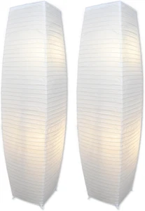 Rice Paper Floor Lamps for Living Room-2-Pack White Paper Standing Lamps On/Off - Picture 1 of 12