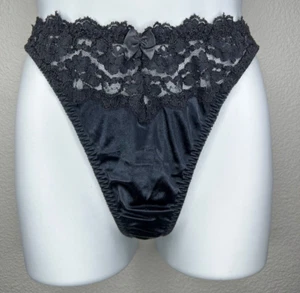 NWOT 2001 Victoria's Secret Second Skin Satin Lace Thong Dated 03/01 - Picture 1 of 8
