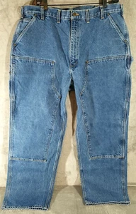 Pantalones de mezclilla azul Carhartt para hombre 44x32 doble frente peso pesado informales ropa de trabajo - Imagen 1 de 8