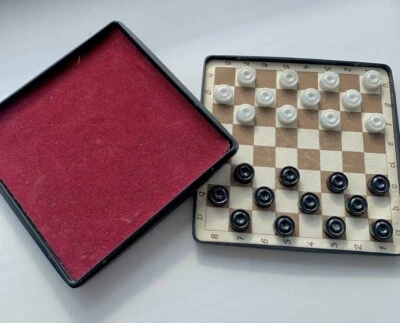 Vintage magnetic travel mini checkers set.  USSR. 1970s - Image 1 of 4