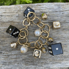 Unbranded Black & Gold Dice Charm Bracelet. EUC!