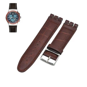Correa de reloj de cuero marrón de 23 mm para Swatch XL Irony The Chrono YOS454 - Imagen 1 de 7
