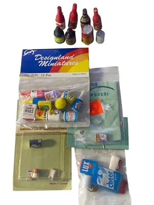 Casa de Muñecas Miniaturas Alimentos Condimentos Caja Botellas Surtido Lote Nuevo de Colección Foto 1 de 4