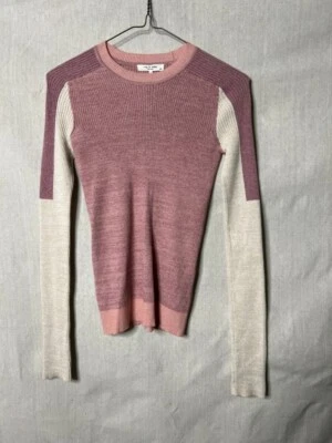 Rag & Bone Womens Pullover Sweater Colorblock Ribbed Knit - Pink - S - Image 1 of 4