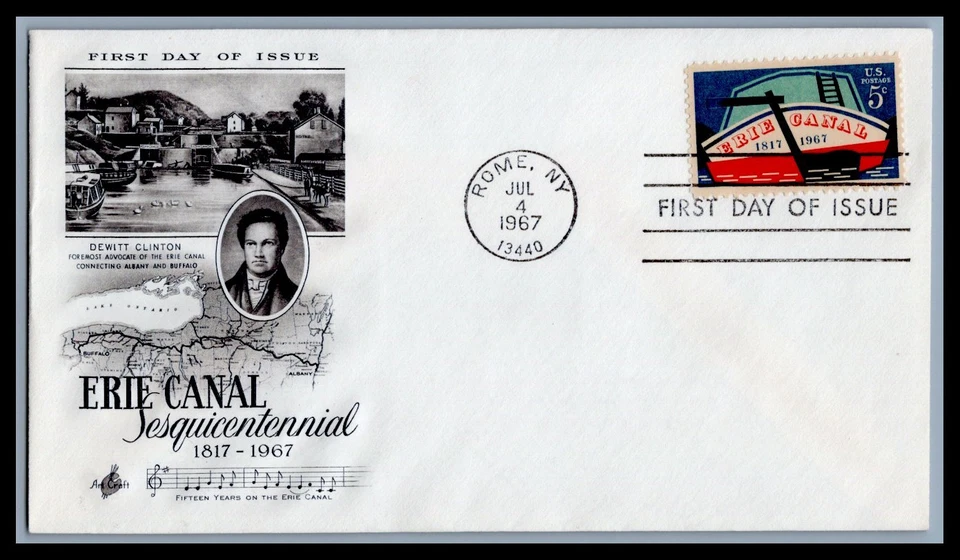US FDC # 1325 5c Erie Canal ArtCraft   1967, 9d333 - Image 1 of 1