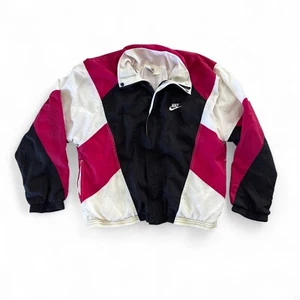 Vintage Nike Wind Breaker Adult Size Large Pink Long Sleeve Full Zip Color Block - Picture 1 of 6