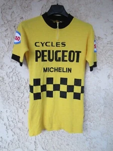 Maillot jaune PEUGEOT MICHELIN ESSO Tour 1977 THEVENET shirt trikot vintage S - Picture 1 of 3