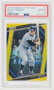 2023 Mickey Mantle Panini NSCC VIP Gold Pack Gold Prizm 8/10 PSA 10 GEM POP 2