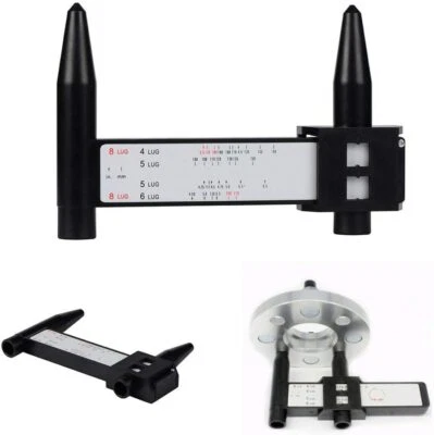 Car Wheel Rim Bolt Pattern Measure Gauge Tool PCD Ruler 4/5/6/8 Lug Foto 1 de 4