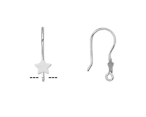 Ohrdraht, 10 versilberte Edelstahl 21 mm Fischhaken mit Stern & offener Schlaufe - Bild 1 von 2