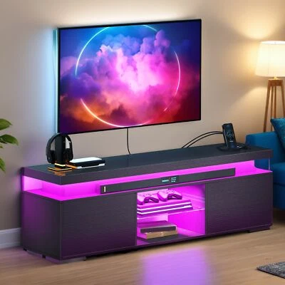 Soporte de TV LED para centro de entretenimiento de 55/60/65 pulgadas con tomas de corriente medios de TV Foto 1 de 4