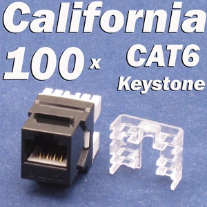 100 Pcs lot Keystone Jack CAT6 Black Network Ethernet 110 Punch Down 8P8C RJ45 - Picture 1 of 11
