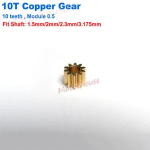 Motor Main Shaft 10T Metal Steel Brass Copper Gear 10 Teeth 0.5 Module Model Toy - Picture 1 of 9