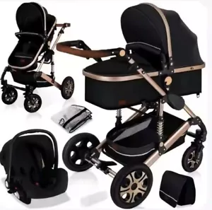 Newborn Infant Toddler Baby Pram Folding Convertible Baby Stroller With Crade AU - Picture 1 of 12