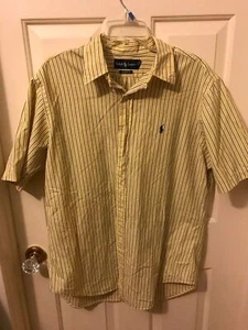 Herren Polo Ralph Lauren Kurzarm Hemd gelb blau gestreift Gr. XL Classic Fit - Bild 1 von 3