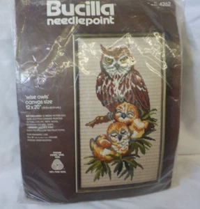 Bucilla Needlepoint Kit-Wise Owls-12" x 20" NIP-sku 030678 - Picture 1 of 3