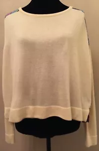 Kirra Damen Cropped Pullover Gr. Small Elfenbein Multi Transparent Rückeneinsatz Langarm - Bild 1 von 8