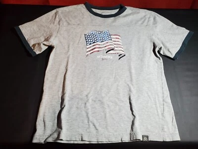 Old Navy Teen Boys' size S [SMALL] grey t-shirt peeled/decayed USA flag print - Image 1 of 3