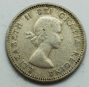 1957 Elizabeth II Silver Dime 10 Cent Coin Canada #181 - Picture 1 of 2