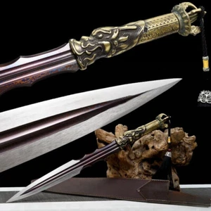 Amuleto JIan Chino KUNGFU Espada Corta Dao Cuchillo de Batalla Damasco Acero #1354 - Imagen 1 de 10