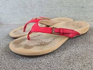 Vionic Kelby Red Leather Flip Flops Size 8 - Picture 1 of 8