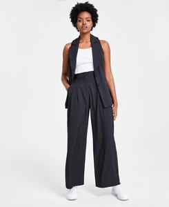 Bar Iii Women's High Rise Pinstriped Pants, Black Sz-10 NWT+Defect - Picture 1 of 9