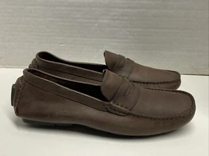 Saks Fifth Avenue Mens 8 M Slip On Driving Loafers Brown Leather Shoes New - Picture 1 of 6