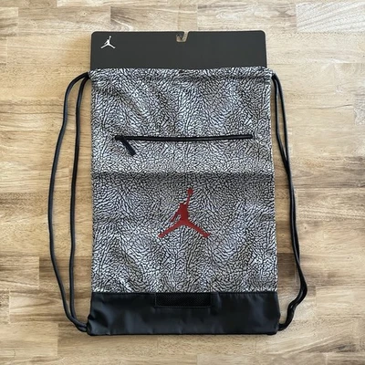 Nike Air Jordan Jumpman Cement Drawstring Gym Bag Gray 9A0746 Elephant Print - Image 1 of 3