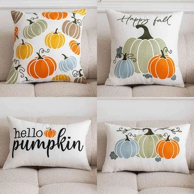 UK Pumpkin Autumn Harvest Cushion Cover Thanksgiving Pillow Case Sofa Home Decor - Image 1 of 4