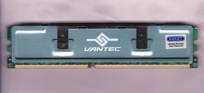 1GB PC-3200 RAMJET DDR-400 BLUE HEATSPREADER PC3200 DDR1 DESKTOP MEMORY STICK - Image 1 of 4