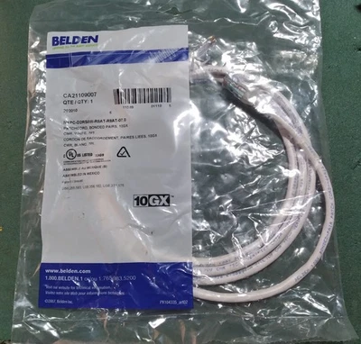 Belden CA21109007 Cat 6A 7 Foot White Bonded Pair Patch 10GX Cable New! - Image 1 of 2