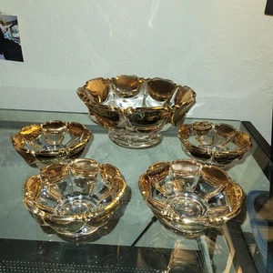 Vintage Duncan & Miller Gold Thumbprint No.73 Bowl Set Of 5 - Picture 1 of 11