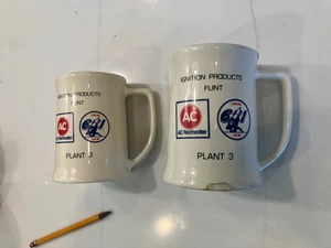 GM AC Rochester Ignition Products Flint Michigan Plant #3 Coffee Cups Mugs pair - Picture 1 of 16