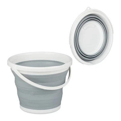 Faltbarer eimer Klappbarer Wassereimer Zusammenklappbarer Kübel 10 l grau - Bild 1 von 4