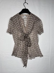 Vintage WOLFORD Rare2Find Y2K Light Mesh Buttoned Top Twisted Tie Front Sz 6 - Picture 1 of 8