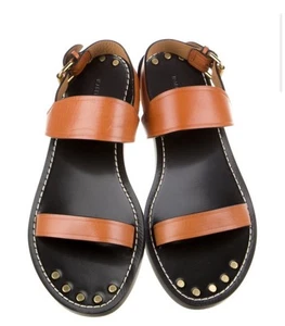 Isabel Marant Brown Leather Studded Slingback Sandals 39 US 9 Look New - Picture 1 of 4