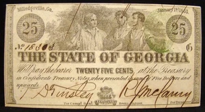 1863 DATIERT STAAT GEORGIEN (MILLEDGEVILLE) 0,25 $ CENT - KONFÖDERIERTE - BÜRGERKRIEG - Bild 1 von 2