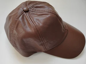 Cappello Berretto Baseball Pelle Marrone Regolabile Ecopelle - Foto 1 di 6