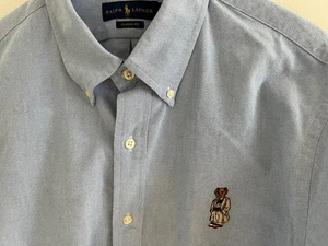 Neu ohne Etikett Ralph Lauren Polo Bear Oxford langärmliges Herrenhemd XL Varsity (Gr200) - Bild 1 von 9