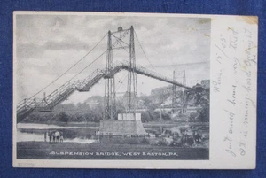 1905 West Easton Pennsylvania Suspension Bridge Postcard - Picture 1 of 2