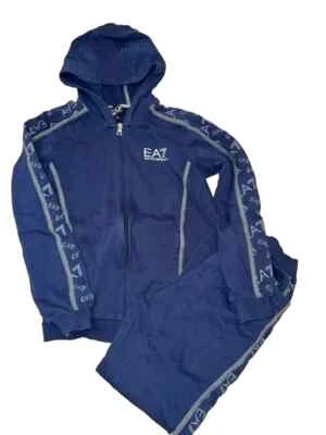 Emporio Armani EA7 Sport Suit Hoodie and Pants Boys Blue 12 Y - Image 1 of 4
