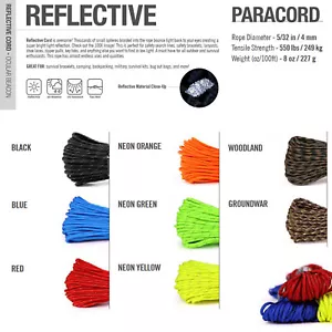 ATWOOD USA Reflective Paracord 550 Type III 7Strand 4mm AUTHENTIC small batch - Foto 1 di 37