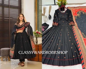 Black Anarkali Gown 3pc Set Pakistani Gown Wedding wear dress Indian Dress - Picture 1 of 8